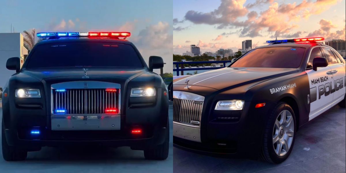 Polícia de Miami mostra novo carro de patrulha Rolls-Royce para auxiliar recrutamento