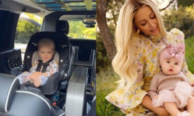 Paris Hilton recebe críticas sobre uso da incorreto cadeirinha de bebê no carro