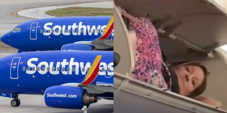 Bizarro Mulher Dorme No Bagageiro De Avião Da Southwest Airlines E