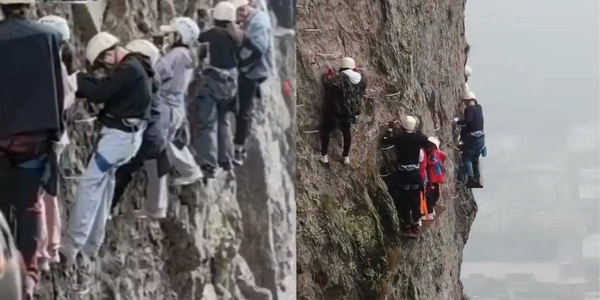 Verkeer op grote hoogte: Chinese klimmers zitten meer dan een uur vast tijdens oversteek
