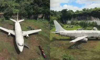 Curioso: Boeing 737 surge de forma misteriosa em um campo em Bali