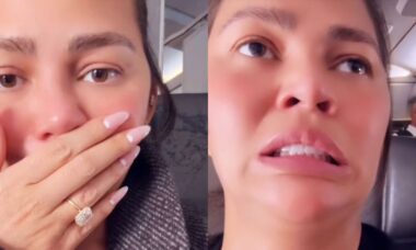 Chrissy Teigen grava vídeo aterrorizante de decolagem de avião
