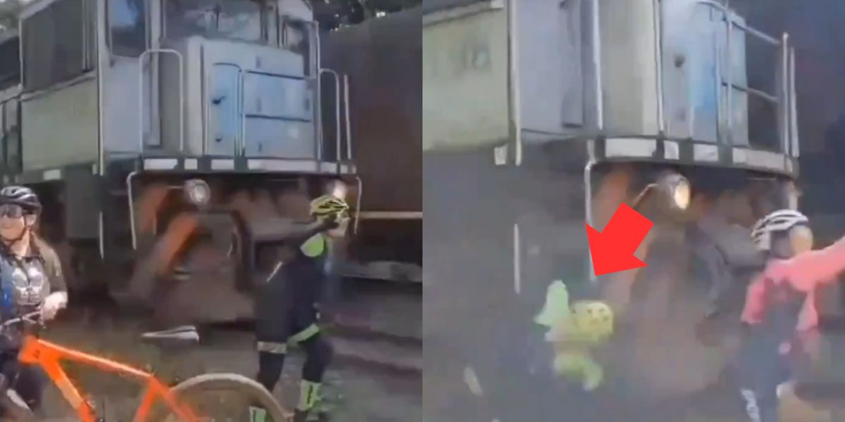 Przerażające wideo: Rowerzystka robi selfie w pobliżu torów i zostaje potrącona przez pociąg