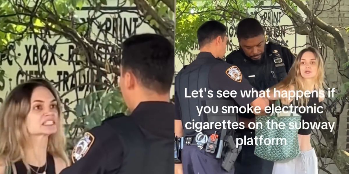 Spannende video: Vrouw dreigt een politieagent in New York aan te vallen na het roken van een elektronische sigaret op het metroperron