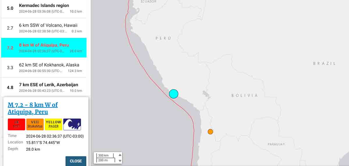 Vídeo: imagens mostram o terremoto no Peru que provocou alerta de tsunami 