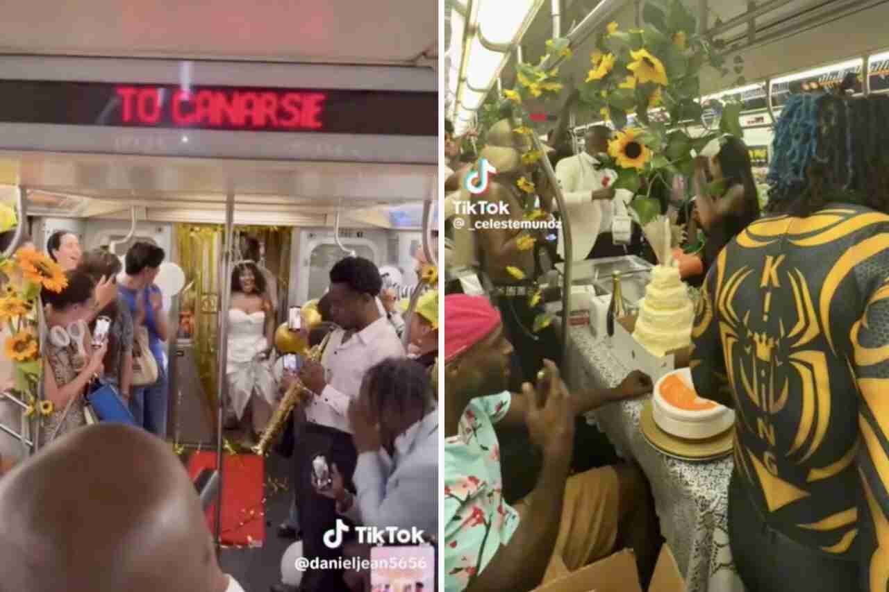 Couple organise une fête de mariage à l'intérieur d'un train à New York