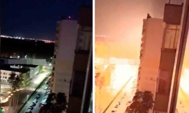 Alguns drones atingiram prédios residenciais. Fotos e vídeos: Telegram @exilenova_plus