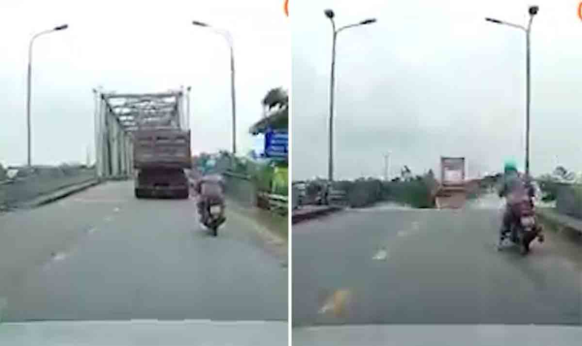 Une vidéo montre le moment terrifiant où un pont s'effondre après un typhon au Vietnam. Photo et vidéo : X @offroadvietnam