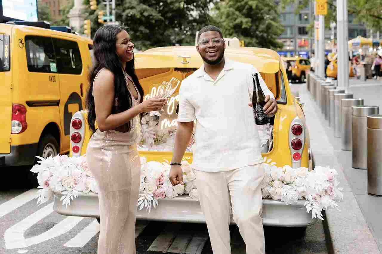 Couple goes viral after taxi is used for unusual marriage proposal in New York