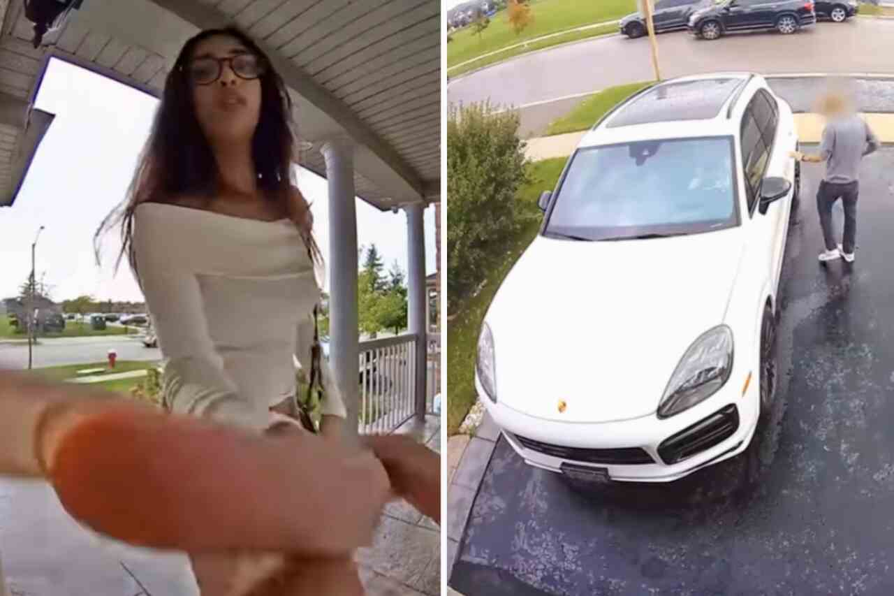 Vídeo: Câmeras de segurança registram mulher roubando Porsche e atropelando o proprietário