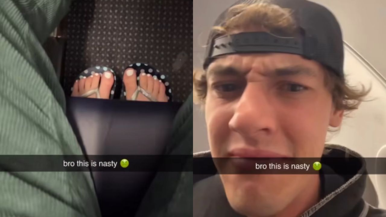 Influencer dà una lezione a un passeggero maleducato che era a piedi nudi sull'aereo