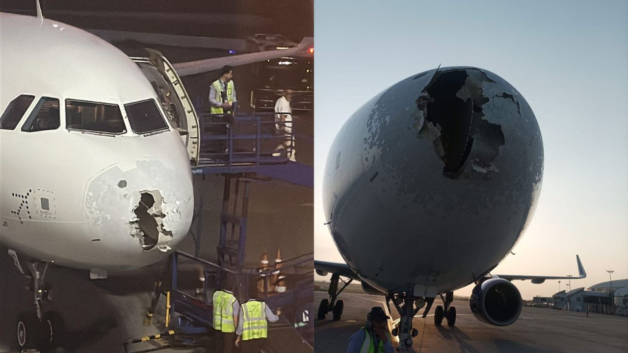 Avião da IndiGo sofre vários danos após tempestade de granizo, mas pousa em segurança