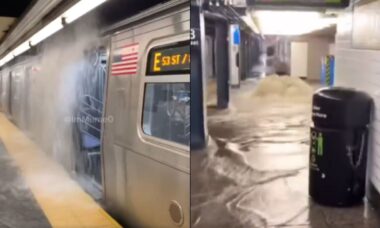 Vídeo assustador de enchente em Nova York mostra água invadindo estação do metrô