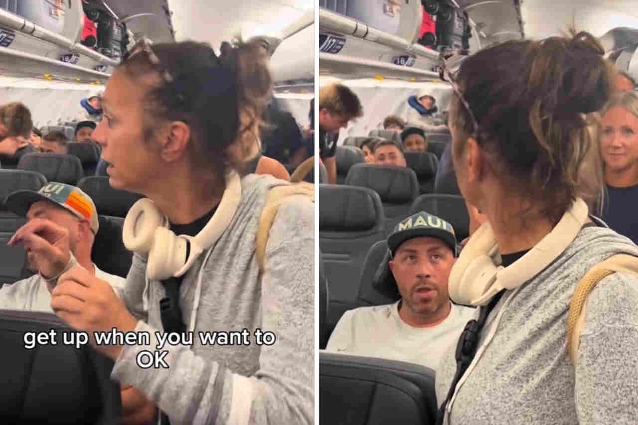 Vídeo: Passageiros detonam "Karen" tentando desembarcar primeiro de avião