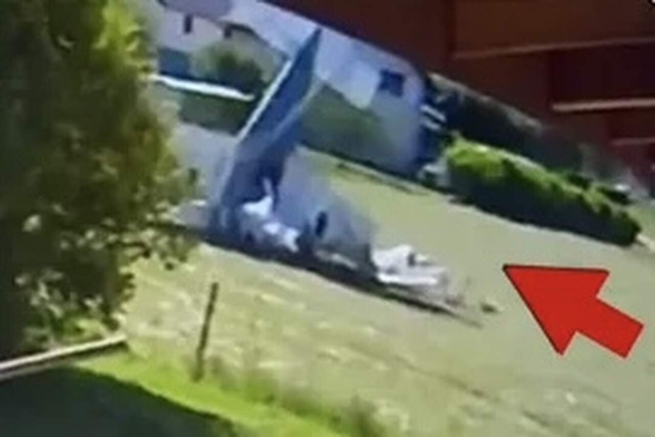 Security camera footage shows plane crash that left three dead in the French Alps