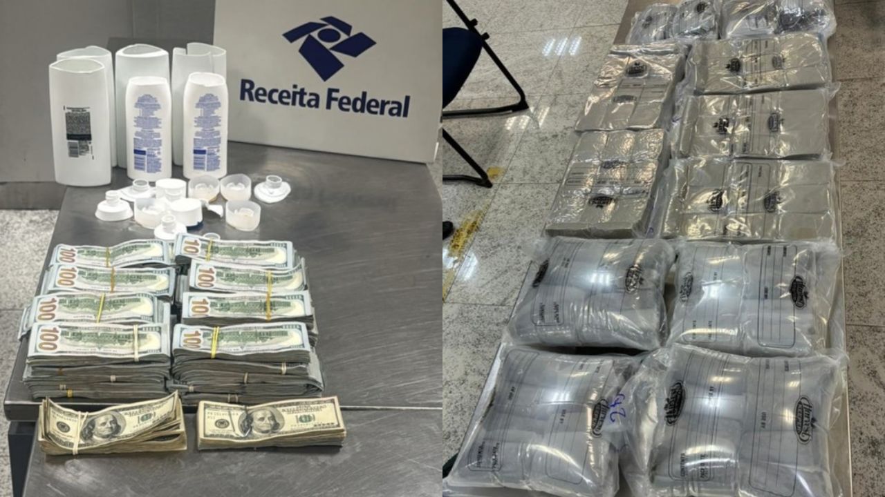 Polícia Federal do Brasil encontra US$ 203 mil dentro de frascos de shampoo no aeroporto