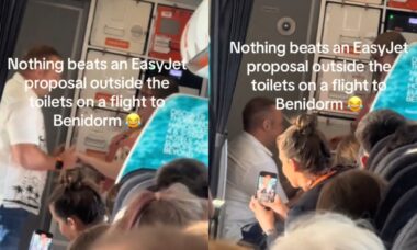 Passageiros da EasyJet se emocionam com pedido de casamento em voo e vídeo viraliza
