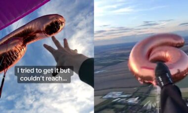 Piloto de parapente quase morre por causa de balão de aniversário voando no céu