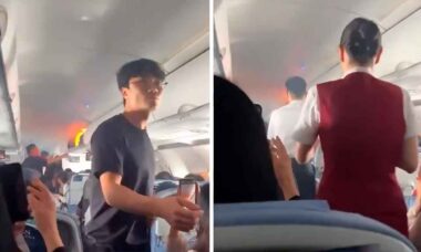 Aeronave da Air China desviada para Xangai-Pudong após incêndio a bordo. Foto: Reprodução/Weibo