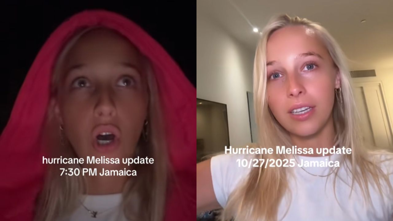 Influenciadora é criticada após vídeos se gabando por enfrentar o furacão Melissa em um resort na Jamaica